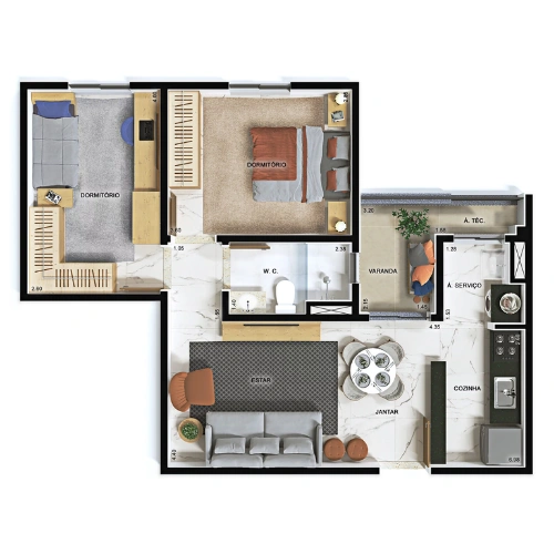 Planta 58m²
