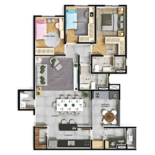 Planta 105m²