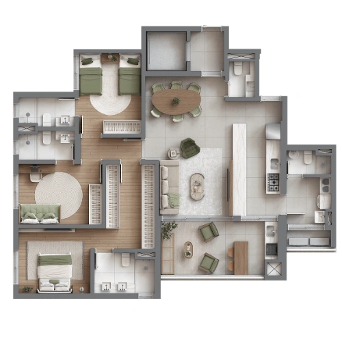 Planta 128m²