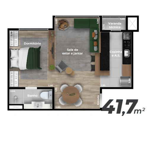 Planta 41m²
