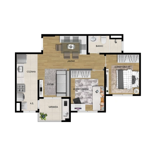 Planta 53m²