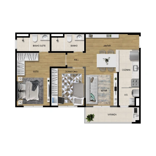 Planta 68m²
