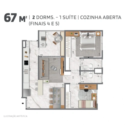 Planta 67m²