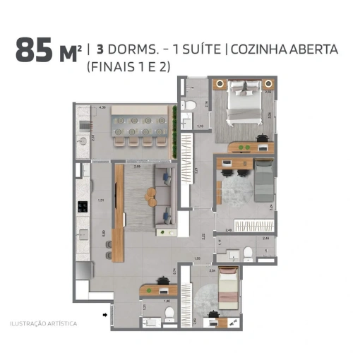 Planta 85m²