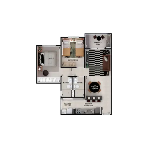 Planta 64m²