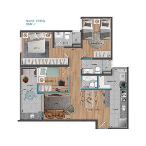 Planta 80m²