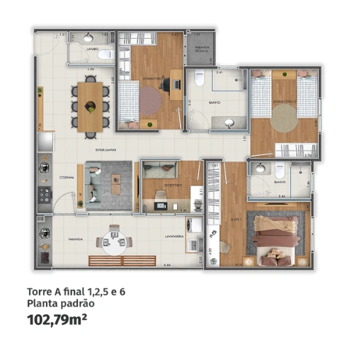 Planta 102m²