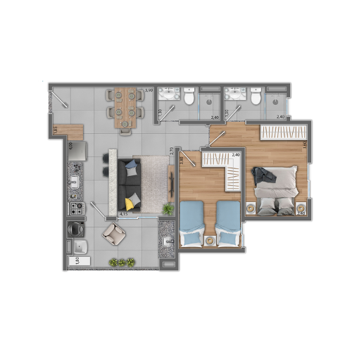 Planta 61m²