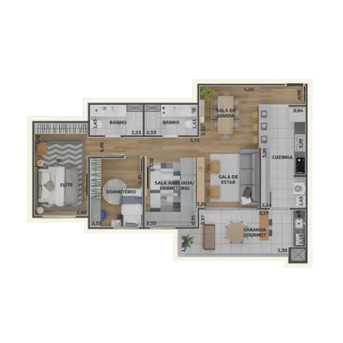 Planta 95m²