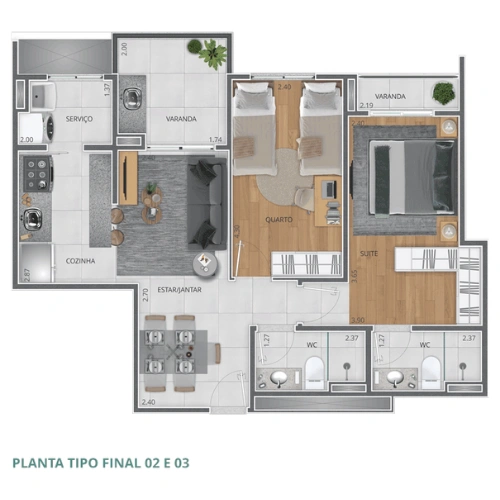 Planta 68m²