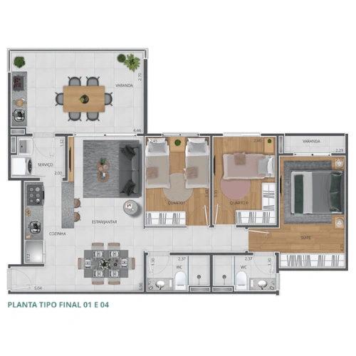 Planta 103m²