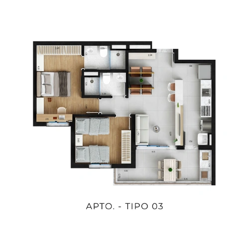 Planta 66m²