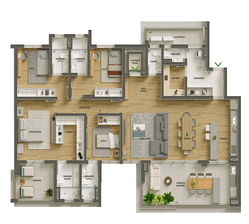 Planta 204m²