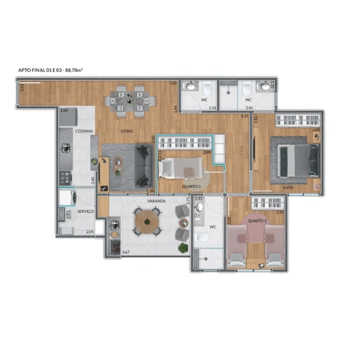 Planta 72m²