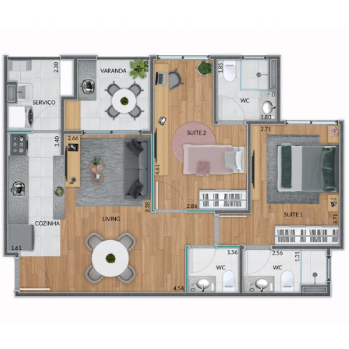 Planta 88m²